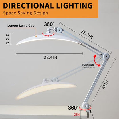 Clip On Light for Desk, 48W LED Craft Lights for Projects, Hobby Lamp | 48W Dimmable LED Light Bar for Desk with Clamp, Eye-Caring Crafting Light for Painting, Nail Art & Puzzles