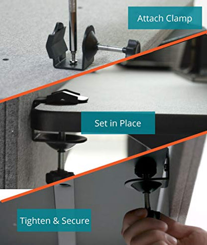 Stand Up Desk Store ReFocus Clamp-on Acoustic Desk Divider Privacy Panel that Reduces Noise and Visual Distractions (Cool Gray, 59" X 23.6") - color: Cool Gray, size: 60" X 24"