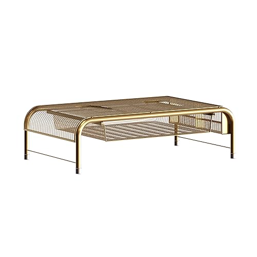 Martha Stewart Ryder Mesh Metal Monitor Stand Riser, Gold | Steel Mesh, Gold Finish
