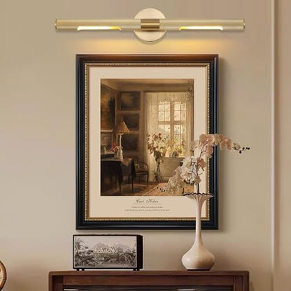 Brushed Brass Picture Light 24 inches Modern Gold Wall Sconce with Knurled Texture Cylinder Metal Shades Rotatable 360°Indoor Wall Lighting Fixture Bathroom Vanity Light Bedroom Living Room - color: 24 inches Gold-Knurled Texture Shades