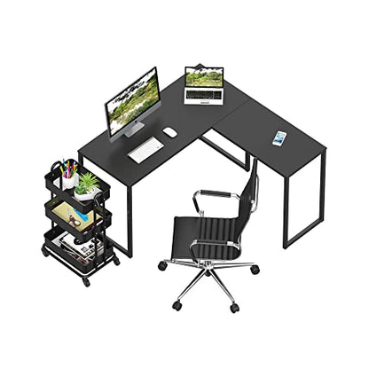 SHW Mission 48 x 48 L-Shape Home Office Computer Desk, Black - color: Black, size: 48-Inch L-Shaped