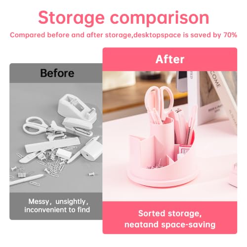 deli Office Supplies Set, Desk Accessory Organizer Kit, Pink - color: Pink