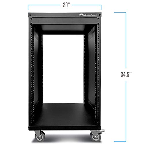 AxcessAbles 16U AV Case with Wheels | Metal Studio Cabinet | 19-Inch Universal Equipment Rack | Open-Frame Option | Home Server - color: RK16U