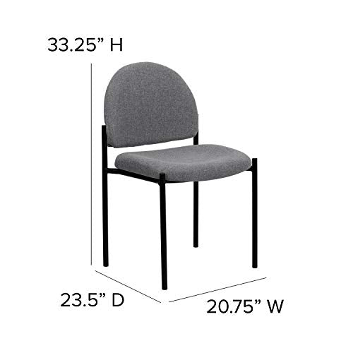 EMMA + OLIVER Gray Fabric Stackable Steel Side Reception Chair - color: Gray Fabric
