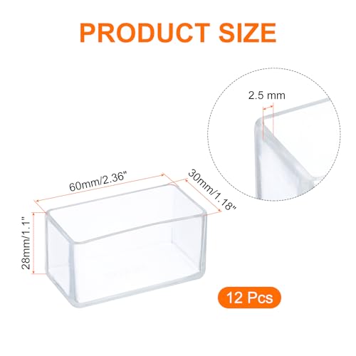 uxcell 12 Pcs Silicone Chair Leg Floor Protectors 1.2 x 2.4 Inch Non-Slip Chair Leg Caps Covers, Rectangle Furniture Leg Protectors for Hardwood Floors Reduce Noise and Scratches, Clear - size: 1.2 x 2.4 Inch