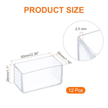 uxcell 12 Pcs Silicone Chair Leg Floor Protectors 1.2 x 2.4 Inch Non-Slip Chair Leg Caps Covers, Rectangle Furniture Leg Protectors for Hardwood Floors Reduce Noise and Scratches, Clear - size: 1.2 x 2.4 Inch