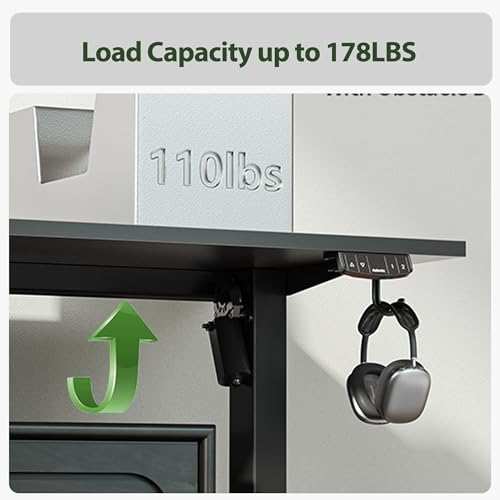 Agilestic 63 x 55 Inch L Shaped Electric Standing Desk, Black - color: Black, size: 63x55 Inch