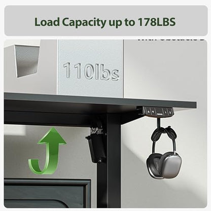 Agilestic 63 x 55 Inch L Shaped Electric Standing Desk, Black - color: Black, size: 63x55 Inch