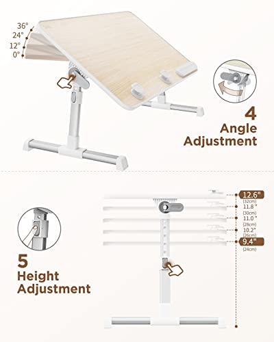 SAIJI Laptop Bed Tray Table, Adjustable Standing Desk Lap Desk - color: Teak, size: 23.6*13 inches