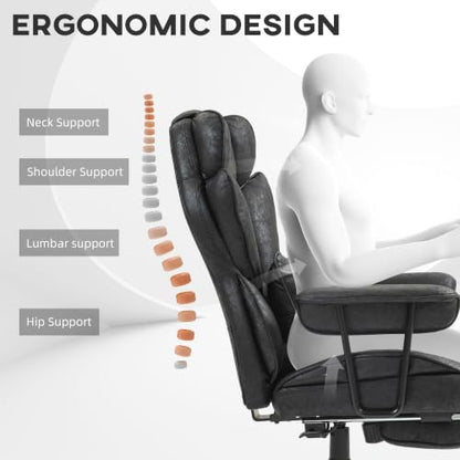 HOMCOM Massage Executive Office Chair 6 Vibration Points 400LBS Black - color: Black