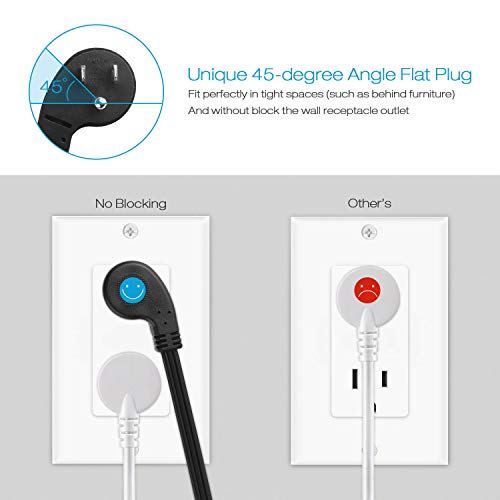 HHSOET Furniture Recessed Power Strip, 10W USB A Ports, Black, 6FT - size: 6ft-USB-A