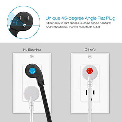 HHSOET Furniture Recessed Power Strip, 10W USB A Ports, Black, 6FT - size: 6ft-USB-A