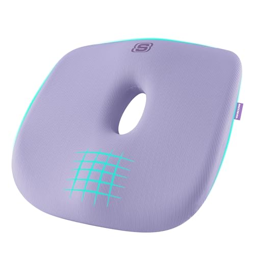 Skechers Seat Cushion Memory Foam,Donut Pillow Office Chair Cushion for Tailbone Pain Relief,Butt Pillow for Office Chair,Car seat Cushion,Long Sitting Office Workers,and Car Drivers,Purple - color: Purple