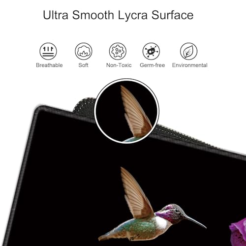 Large Mouse Pad and Keyboard Wrist Rest 31.5x15.75 Desk Mat 3 in 1 Keyboard Wrist Support for Women Girly Mousepad Hummingbird Computer Mat with Non-Slip Rubber Home Office - color: Hummingbird