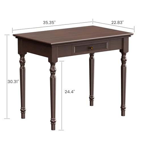 Walnut Writing Desks with Drawers, 35" French Country Style - color: Walnut, size: Standard-35 inches