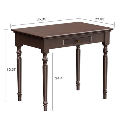 Walnut Writing Desks with Drawers, 35" French Country Style - color: Walnut, size: Standard-35 inches
