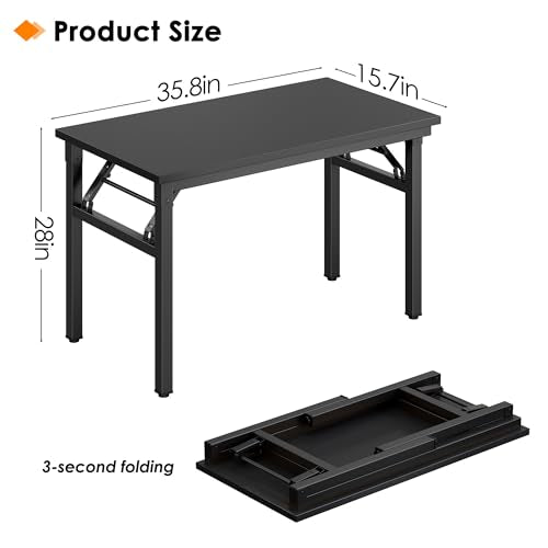 Need Small Folding Computer Desk, 35.8 Inch Writing Table, Black - color: Black, size: 35.8 inches
