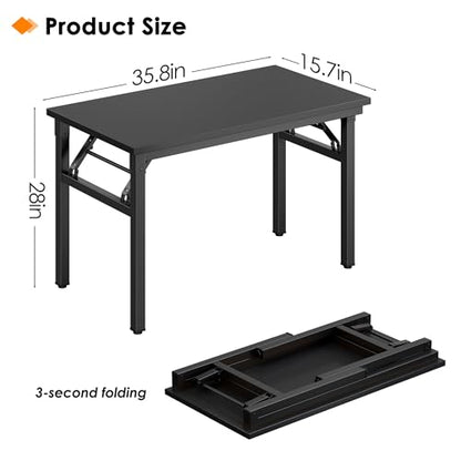 Need Small Folding Computer Desk, 35.8 Inch Writing Table, Black - color: Black, size: 35.8 inches