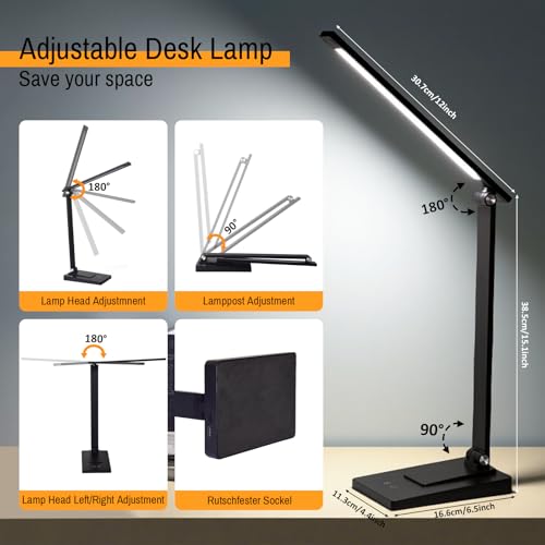 Rechargeable LED Desk Lamp, 800LM 2600mAh Reading Table Lamp - color: Black