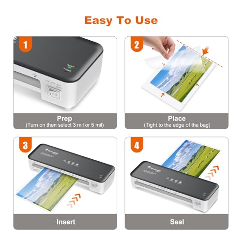 Bonsaii 9 Inch Laminator Machine with 50 Laminating Sheets, Jam-Free Tech - color: Grey