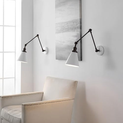 JONATHAN Y Rover 1-Light Wall Sconce 7", White/Oil Rubbed Bronze, Set of 2 - color: White/Oil Rubbed Bronze, size: Set of 2