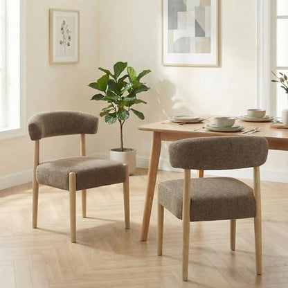 VKNOW Wooden Dining Chairs Set of 6 with Rubberwood Legs, Curved Backrest - color: Dark Brown, size: Set of 6