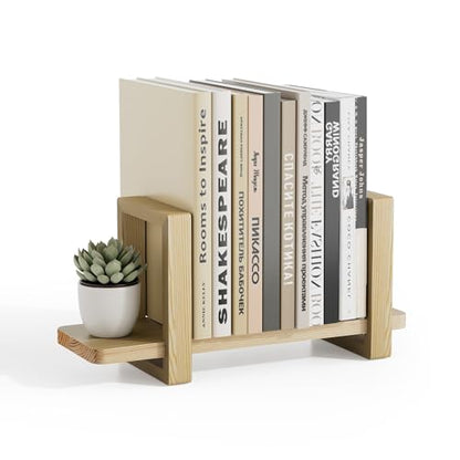 Adjustable Desktop Bookshelf, Wooden Tabletop Bookshelf, Small Desk Shelf for Home, Living Room, Class, Dorm - color: Natural Wood