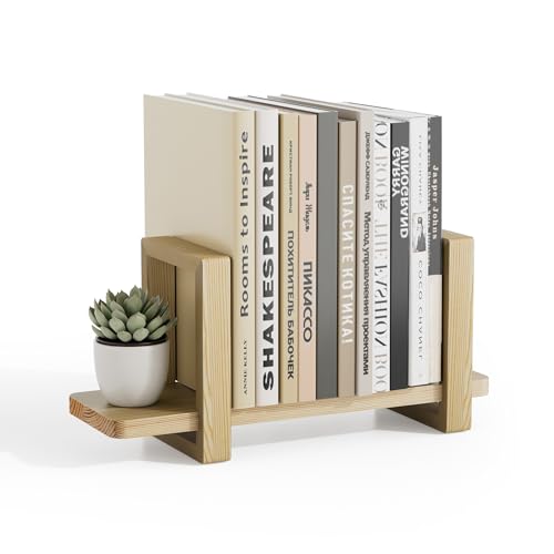Adjustable Desktop Bookshelf, Wooden Tabletop Bookshelf, Small Desk Shelf for Home, Living Room, Class, Dorm - color: Natural Wood