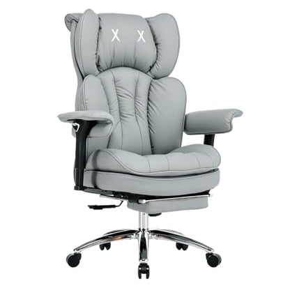 Big & Tall Office Chair, 400lbs Executive Chair with Footrest, Gray - color: Grey