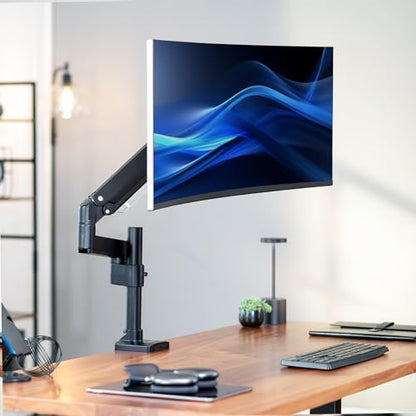 VIVO Premium Aluminum Tall Extended Monitor Arm for Ultrawide Monitors up to 49 inches and 33 lbs, Single Desk Mount Stand, Pneumatic Height Adjusting, Max VESA 100x100, Black, STAND-V101GT - size: tall, style: Non-USB