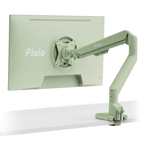 Pixio PS1S Wave Mint Green Single Monitor Arm Stand Desk Mount - Fits up to 32 inches Monitors and up to 19.8lbs. VESA Compatibility and Integrated Cable Management - color: Mint Green, size: Single