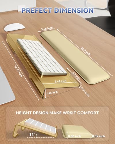 Laborio Computer Keyboard Wrist Rest, Keyboard Riser Stand for Desk(Beige) - color: Beige