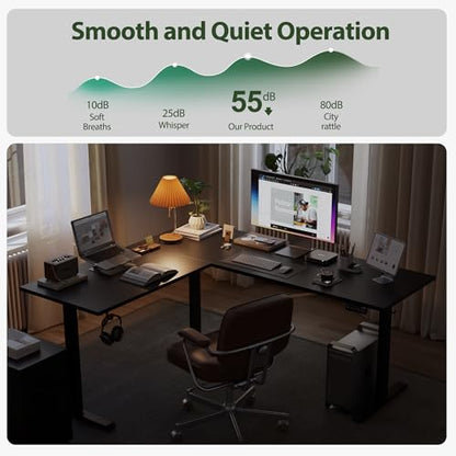 Agilestic 75 x 61 Inch L Shaped Electric Standing Desk, Black - color: Black, size: 75x61 Inch