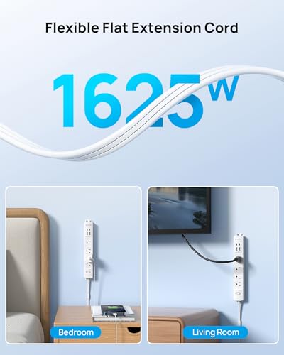 TROND Wall Mount Surge Protector Power Strip with 360 Rotating Plug, 3ft - color: White, size: 3FT Rotating Plug
