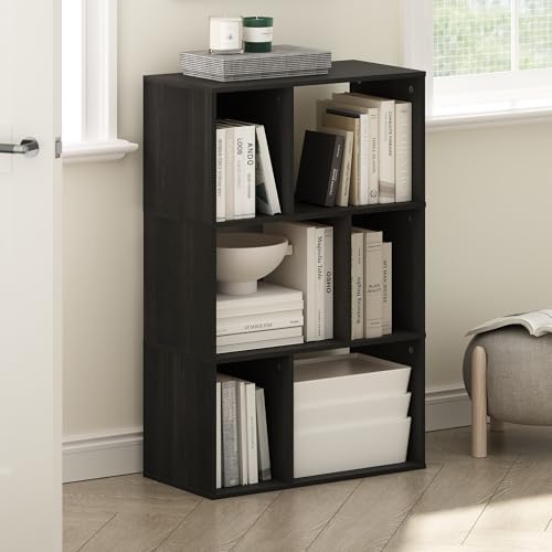 Furinno DALY Book Shelf, 6-Cube Bookshelf, Cube Storage Organizer Bookcase with Irregular Compartments, 11.7 x 23.6 x 36.8, for Living Room, Bedroom, Home Office, Espresso - color: Espresso, size: Irregular, 6-Cube