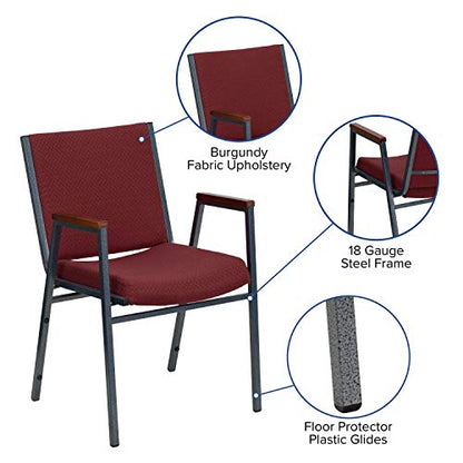 Flash Furniture Hercules Fabric Stack Chair with Arms, Burgundy - color: Burgundy Patterned Fabric, size: Set of 1