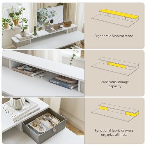 Agilestic 48 x 24 Inches Electric Standing Desk with 2 Storage Drawers, Adjustable Height Sit and Stand Computer Table with Splice Board, White - color: White, size: 48 x 24 Inches with 2 drawers