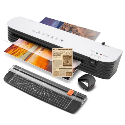 ASHATA SL299 Thermal Laminator Machine, 9 inch Hot Cold Laminating Machine with Paper Cutter and Corner Rounder, Anti Jam Lamination Machine for Laminate Recipe Cards, Photos and