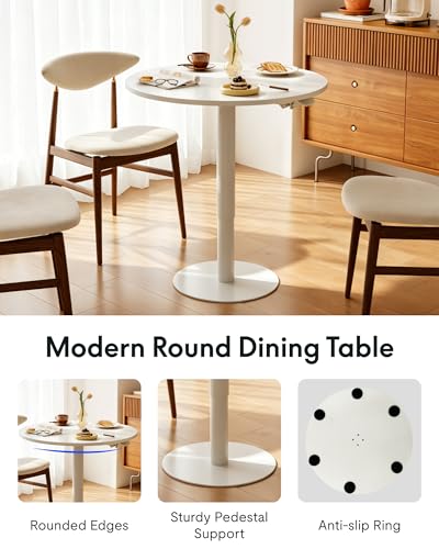 FLEXISPOT 28" Adjustable Height Round Dining Bar Table, Gas Spring Lift - color: White, size: 28‘’