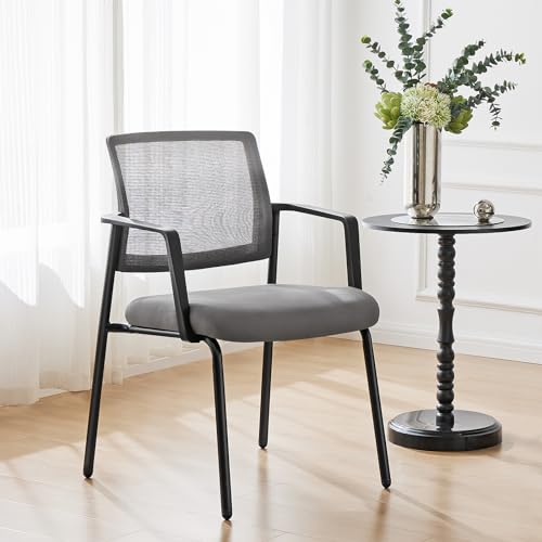 Sweetcrispy Mesh Back Stacking Arm Chairs, Upholstered Fabric Stacking Chairs, Sturdy Metal Office Chairs, Easy to Use and Store, Outdoor and Indoor, for Home, School, Party, Church, 1 Pack Grey - color: Grey, size: 1 Pack