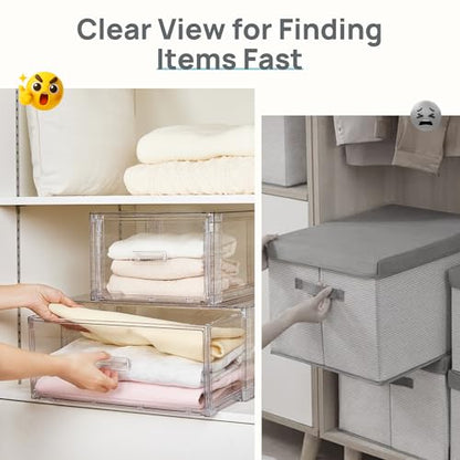 Vtopmart 5 Pack Large & Medium Storage Stackable Drawers Set | Easy Assembly Clear Plastic Storage Cabinet, Durable Dresser for Closet, Bedroom, Entryway, Playroom & Apartment Organization - style: 2pk L & 3pk M