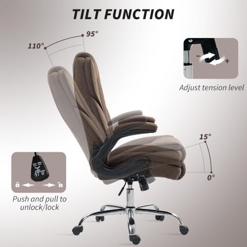 HOMCOM High Back Office Chair Executive Desk Chair, Dark Brown - color: Brown