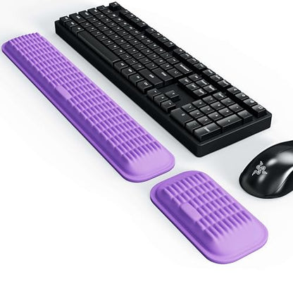 MEKASS Ergonomic Wrist Rest for Keyboard and Mouse, Soft Memory Foam Keyboard Wrist Rest Set with Non-Slip Silicone Base, Easy Typing, Pain Relief, Comfort for Office, Work, Gaming (Purple) - style: Purple