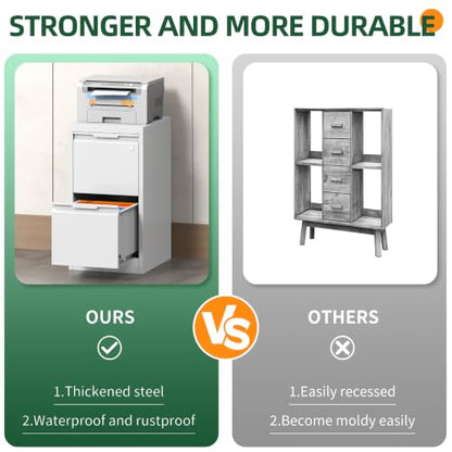 2 Drawer File Cabinet with Lock, Metal Vertical Small File Cabinet - color: White, size: 2 Drawer - Vertical