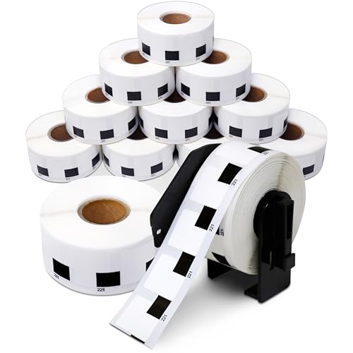 Replacement for Brother DK-1221 (12 Rolls, 12000 Total) 0.9" Square - size: 0.9” X 0.9" - 1221