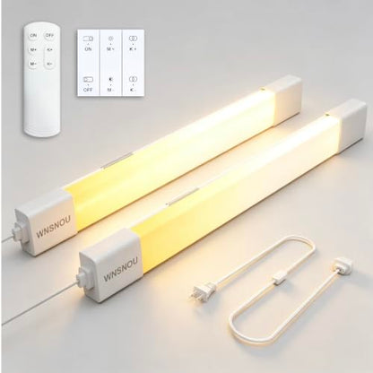 WNSNOU Under Cabinet Lights with Plug. 3000K-6500K Dimming and Color. with Wireless Control Panel and Remote Control.18W 1800LM for Garage, Kitchen, Bathroom, Closet, Office (24 inch-2pcs) - size: 24 inch-2pcs