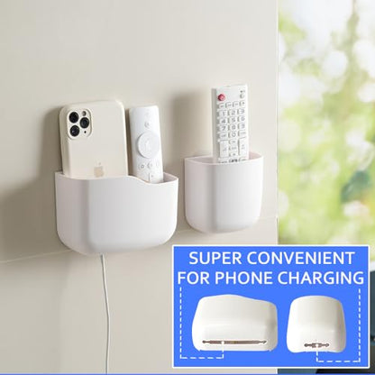 Remote Holder Wall Mount TV FAN Remote Control Holder Bedside Caddy Wall Organizer Phone Holder for Office Adhesive Media Player Controller Holder Box Tray Home Desk Nightstand 2 BIG 2 SMALL WHITE - color: 2BIG2SAMLL WHITE