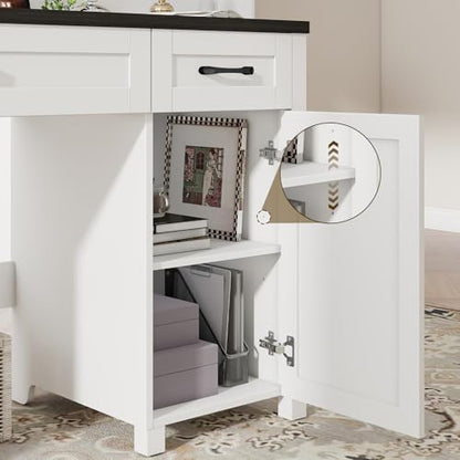 Vabches Farmhouse 47" Executive Desk with Drawers, Black - color: Black, size: 47"W