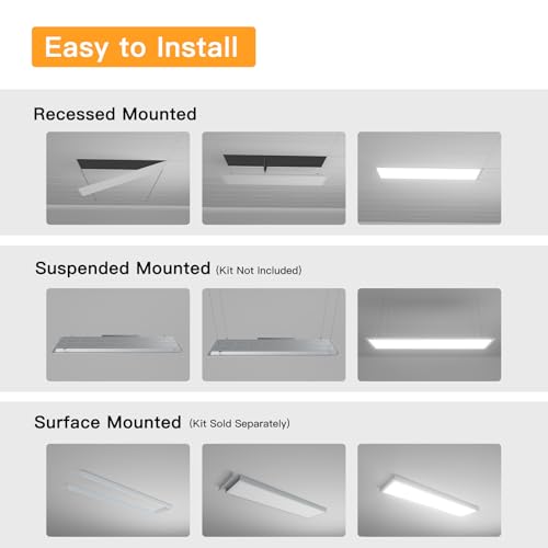 1x4 LED Flat Panel Light,Selectable 5CCT,0-10V Dimmable,5200LM,2Pack - size: 1x4FT-2pack