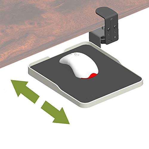 FUZADEL Ergonomic Mouse Tray Desk Attachment Mouse Platform Slide Out Extension Clamp On Wrist Rest Pad Under Desk Shelf (Black)